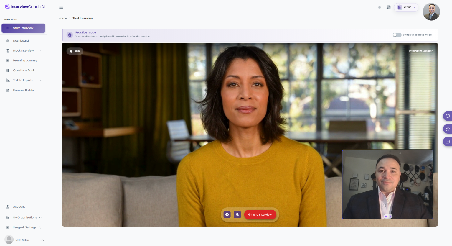 Live practice with AI Interviewers